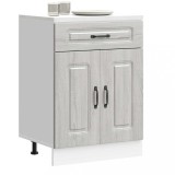 Dulap Baza Bucatarie Gossi Kalmar, 60x46x81.5cm, Lemn Sonoma Gri, Sertar, Picioare Reglabile