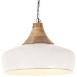 Cumpara ieftin Lampă suspendată industrială, alb, 35 cm, lemn masiv&amp;fier, E27