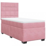 Cumpara ieftin Pat box spring cu saltea, roz, 80x200 cm, catifea