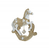 Rocking Horse White Golden din rasina 23 cm x 28 cm, Inart