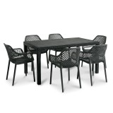 Set de mobilier de grădină Livo 6+1, culoare grafit