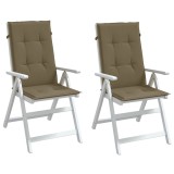 Perne scaun spătar &icirc;nalt 2buc melanj gri taupe120x50x4cm textil