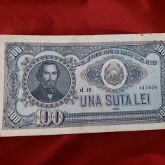 Bancnota 1952,bancnota veche ROMANEASCA UNA SUTA Lei-Nicolae Balcescu-d19-513029