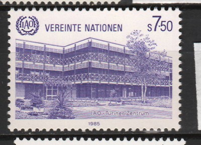 TIMBRE 143h, ONU, VIENA, 1985, SEDIUL ASOCIATIEI INTERNATIONALE A MUNCII. foto