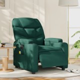 VidaXL Fotoliu electric de masaj rabatabil, verde &icirc;nchis, textil