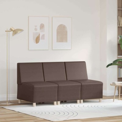 Unitate Sofa Modulară Fără Brațe 3 pcs Maro 55 x 74 x 82 cm foto