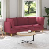 vidaXL Set de mobilier pentru living cu pernă 3 pcs Roșu Vin Țesătură 3413688