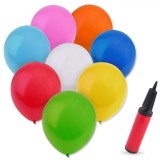 Set Baloane Petrecere, Model Simplu, Multicolor, 30 cm, 25 Bucăți, Cu Pompa Roșie, Oem