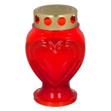 Lum&acirc;nare Decorativă, Inimă, Cu Capac Auriu, Roșie, 9x15cm, Oem