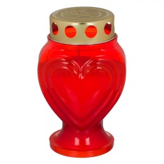 Lum&acirc;nare Decorativă, Inimă, Cu Capac Auriu, Roșie, 9x15cm