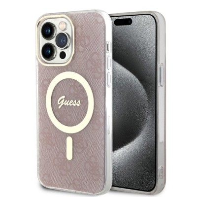 Husa pentru iPhone 15 Pro Max - Guess IML 4G MagSafe (GUHMP15XH4STP) - Pink foto