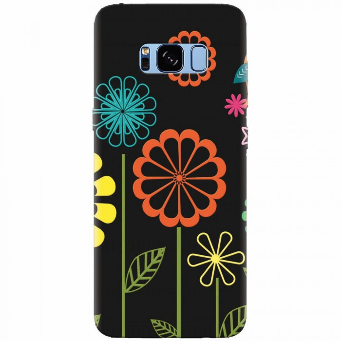 Husa silicon pentru Samsung S8, Colorful Spring Birds Flowers Vectors