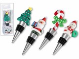 Set 4 dopuri sticle vin Craciun otel polirasina multicolora cm 5 x 4 x 16 H