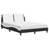 Cumpara ieftin Pat cu saltea, Zadar, negru si alb, 140x190 cm, piele ecologica