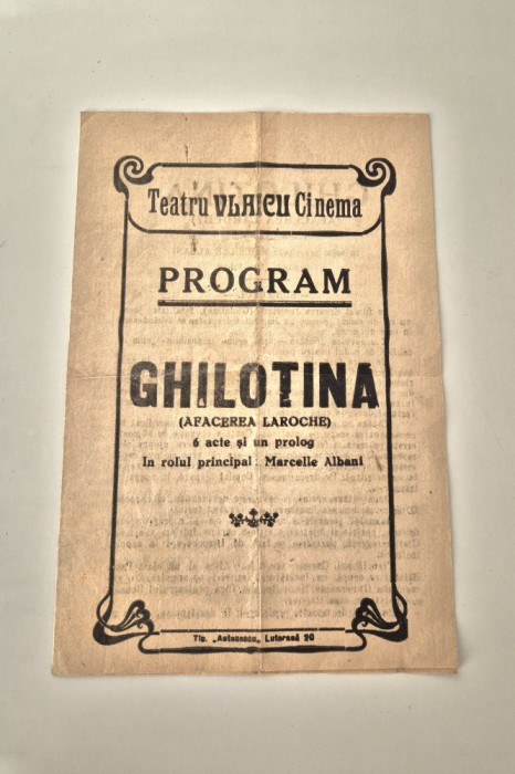 Carte veche Program Teatru Vlaicu Cinema Bucuresti