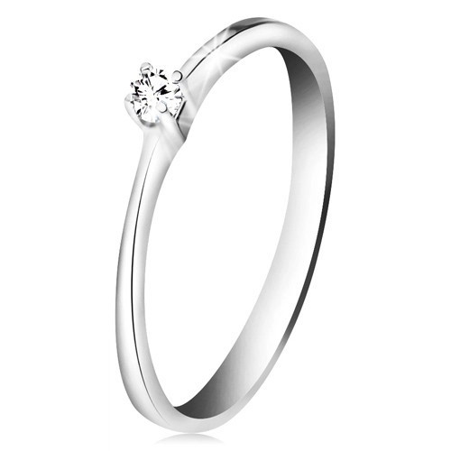 Inel din aur alb 585 - diamant transparent, &icirc;n montură cu patru cleştişori - Marime inel: 60