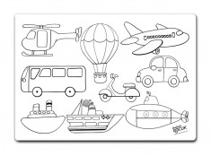 Plansa de colorat reutilizabila din silicon - Vehicule foto