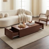 Masa de cafea Turur 104x50x40 cm, aspect nuc, cu 2 sertare