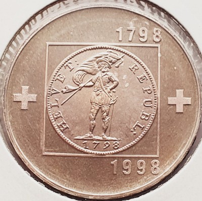 1929 Elvetia 20 francs 1998 Helvetic Republic km 80 argint foto