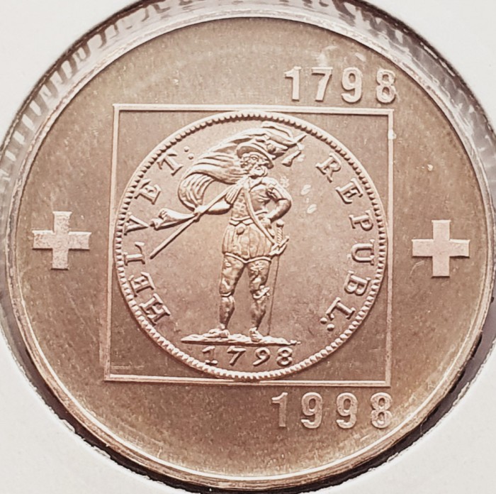 1929 Elvetia 20 francs 1998 Helvetic Republic km 80 argint