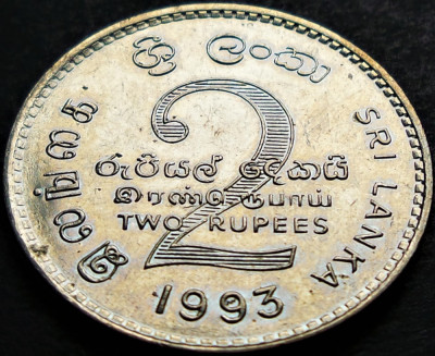 Moneda exotica 2 RUPII / RUPEES - SRI LANKA, anul 1993 * cod 5351 foto
