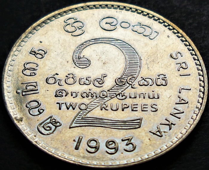 Moneda exotica 2 RUPII / RUPEES - SRI LANKA, anul 1993 * cod 5351