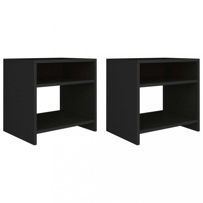 Gossi noptiere, 2 buc., negru, 40 x 30 x 40 cm, pal