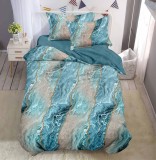 Cumpara ieftin Lenjerie De Pat Imaginarium Xc124, Bumbac, 4 Piese, Cu Elastic, Albastru, Imprimeu