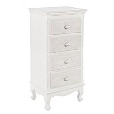 Comoda 4 sertare din lemn alb Clorine 40 cm x 30 cm x 83 h