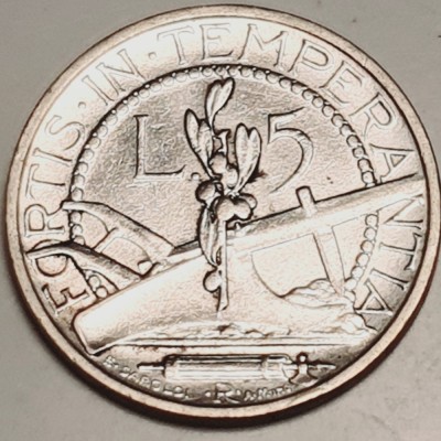 789 San Marino 5 Lire 1933 tiraj 50.000 km 9 argint foto