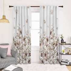 Draperie dim-out model floral cu rejansa transparenta cu ate pentru galerie, Madison, 150x265 cm, densitate 700 g/ml, Lilium et Rosa, 1 buc