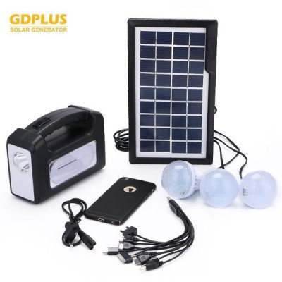 Kit camping panou solar GDPLUS GD-7,cu 3 becuri si lanterna inclusa foto