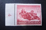 Germania Reich 1944 Ziua Forțelor Armate Infanterie Echipaj Mitralieră MG 42 12+6pf Margine de Coală cu Cifră MNH Neștampilat - TG1