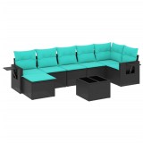 Cumpara ieftin Set canapele de gradina cu 8 piese si perne, poliratan negru