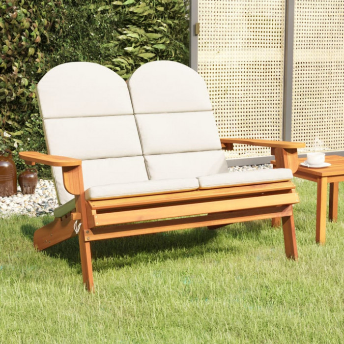 Banca de gradina Adirondack cu perne 126 cm, lemn masiv acacia