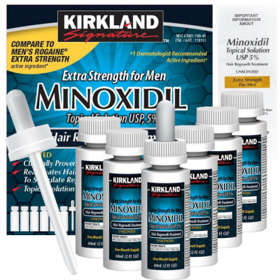 Set Solutie, Kirkland Signature, Minoxidil 5%, Tratament Impotriva Caderii Parului, Pipeta Inclusa, foto