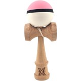 Kendama X Originala, Profesionala, Cyrax, din Lemn, 18 cm, Rubber Grip, Roz/Negru/Alb