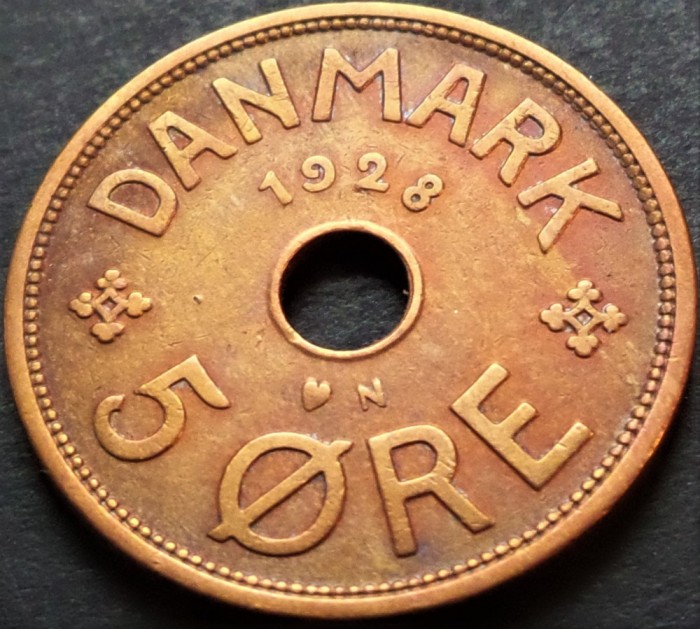 Moneda istorica 5 Ore - DANEMARCA, anul 1928 *cod 4809 N