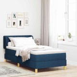 Cumpara ieftin Pat cu arcuri cu headboard albastru 90 x 200 cm tesatura