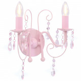 Lampa de perete cu margele, roz, 2 becuri x E14 GartenMobel Dekor, vidaXL