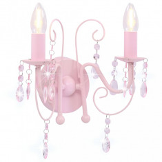Lampa de perete cu margele, roz, 2 becuri x E14 GartenMobel Dekor
