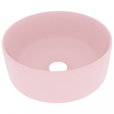 Chiuvetă de baie lux, roz mat, 40x15 cm, ceramică, rotund foto
