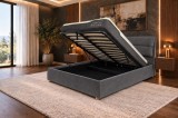 Pat Convers 180x200 cm Cu Lada De Depozitare Tapitat Catifea Gri Inchis Somiera Inclusa (cod ML1612-04)