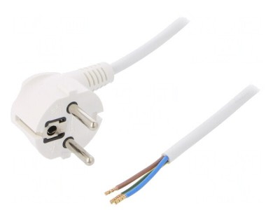 Cablu Electric 3x1mm&amp;sup2; PVC Alb 3m 16A 250V foto