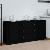 Servante, 3 piese, negru, lemn prelucrat
