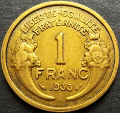 Moneda istorica 1 FRANC - FRANTA, anul 1933 * cod 1727 A