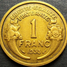 Moneda istorica 1 FRANC - FRANTA, anul 1933 * cod 1727 A