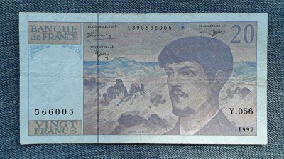 20 Francs 1997 Franta / franci / seria 566005 foto