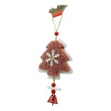 Ornament de brad broderie cu pomul de craciun, flippy, roz, lemn, 18 cm