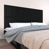 Tăblie de pat pentru perete, negru, 204x3x90 cm, lemn masiv pin, vidaXL